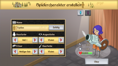 Du erstellst dir einen Spieler-Charakter.