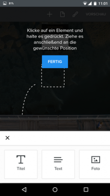  Per Drag&Drop fügst du Text, Titel, Fotos oder Links deiner Webseite hinzu.