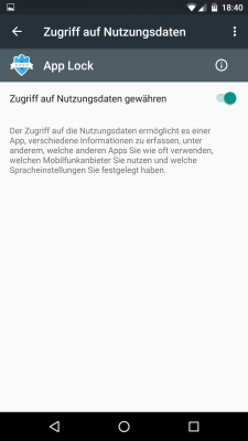 Erst nachdem die App Zugriff auf deine Nutzungsdaten hat werden deine Apps gesperrt.