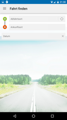 Du gibst den Abfahrtsort und den Ankunftsort sowie das Datum an.