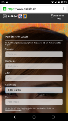 Die Registrierung erfolgt nach Angabe deiner persönlichen Daten. 