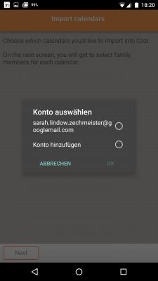 Du importierst deinen bisher genutzten Google-Kalender in den Cozi-Organizer. 