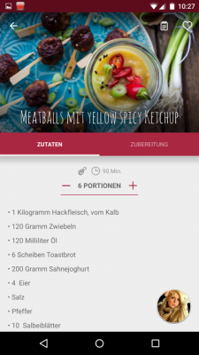Die Portionen änderst du über den Plus- und Minus-Button.