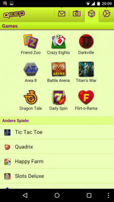 Verschiedene Spiele können mit Qeep gespielt werden.