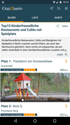 Jede Unter-Kategorie ist in eine Top10 Liste aufgebaut.