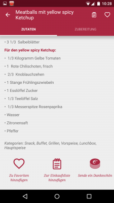 Die Zutaten fügst du mit einem Klick der Einkaufsliste hinzu.