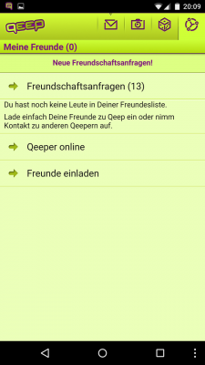 Über den Button am oberen Bildschirmrand gelangst du zu deinen Freundschaftsanfragen.