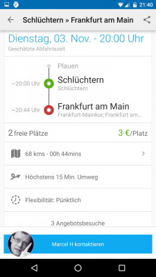 Die Fahrer kontaktierst du direkt aus der App heraus. 