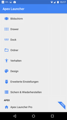 Du rufst den Punkt Design über den Launcher auf.