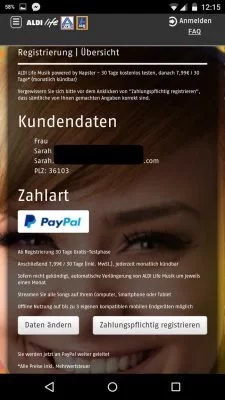 Du gleichst deine Daten ab. Danach geht es weiter zur PayPal-Konten-Bestätigung.