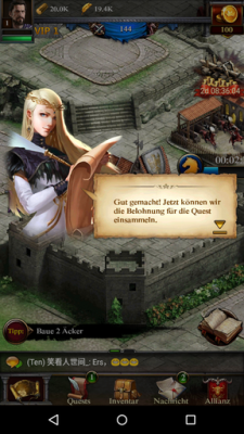 Sofern eine Quest erledigt ist kannst du Belohnungen dafür einsammeln. 