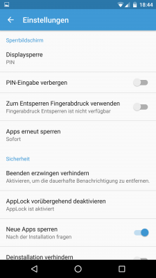 In den Einstellungen änderst du die PIN oder verhinderst das erzwungene Beenden der App.