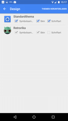Hier wählst du Retrorika aus um alle Icons abzuändern.