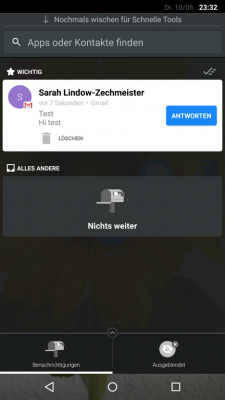 Ankommende Nachrichten beantwortest du direkt in der Benachrichtigungsleiste.
