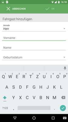 Bei Bedarf fügst du weitere Fahrgäste hinzu.