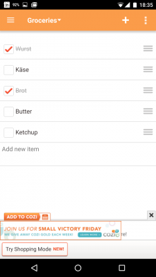 Du erstellst Einkaufslisten und arbeitest sie direkt in der App ab.