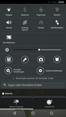 Deine Telefon- sowie die Snowball-Einstellungen rufst du mit einem Fingerwisch von oben nach unten über das Display auf.