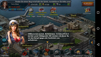 Dein Stützpunkt. Von hier ziehst du in die Schlacht, entsendest Spioninnen und baust deine Flotte weiter aus.
