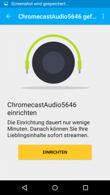 Der Chromecast Audio wird wie der normale Chromecast über die Chromecast App eingerichtet.