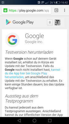Nach dem Anmelden gehst du in den Play Store oder wartest, bis Android das Update anzeigt. 