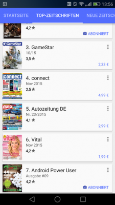 Yeah, Android Power User ist auf Rand 7 der Google Kiosk Charts mit einem Rating von 4,2 Sternen.