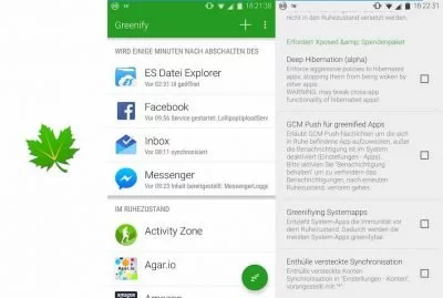 Apps in den Ruhezustand versetzen und Energie sparen.