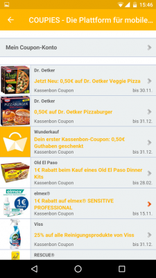 Diverse Produkte versprechen eine 0,50€-Gutschrift nach Vorlage des Kassenbons.