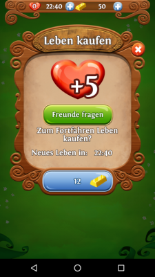 Wenn deine 5 Leben verspielt sind wartest du auf die Aufladung.
