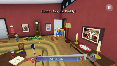 Jetzt geht es in deinem Haus rund. Der Weg in die Küche führt an den Spielsachen deiner Kinder vorbei. Du richtest Chaos an.