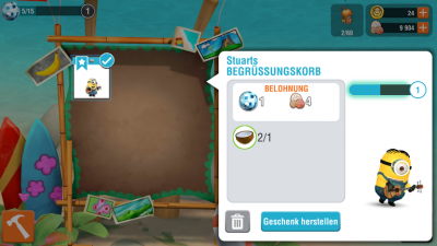 Stuart ist angeschwemmt worden. Er benötigt ein Willkommensgeschenk.
