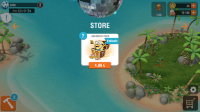 Per In-App-Kauf erwirbst du bei Bedarf weitere Sand-Dollars oder Gold-Dublonen.