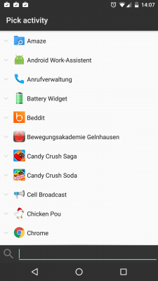 Um eine Aktivität zu starten wählst du dir diejenigen Apps aus, welche du als Verknüpfung auf deinem Homescreen haben möchtest.