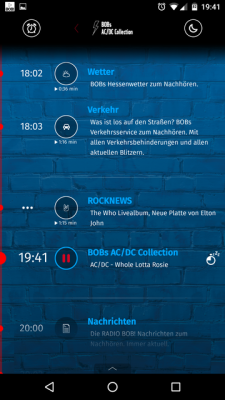 Durch einen Klick auf die Buttons spielst du die Nachrichten, das Wetter oder die Songs ab. 