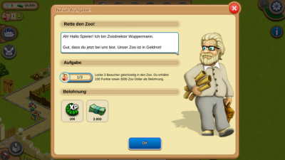 Mit einem Startkapital von 10000 Zoo-Dollar baust du deinen eigenen Zoo auf.