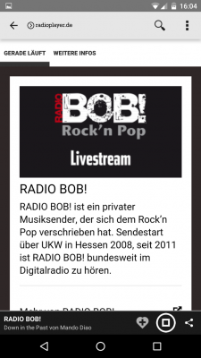 Durch einen Klick auf den von dir gewählten Radiosender siehst du den derzeitigen Song. Diesen kannst du pausieren und mit deinen Kontakten teilen.