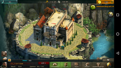 Das Upgrade der Burg dauert 8 Minuten.