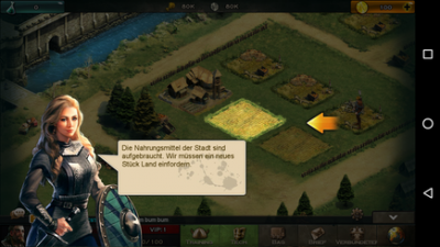 Nahrungsmittel müssen her, du baust Farmen um Ressourcen zu produzieren.
