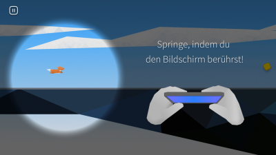 Per Fingertipp auf das Display springt der Fuchs nach oben.