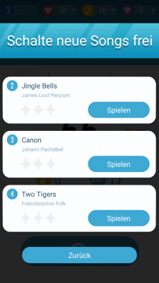 Mit jedem Level schaltest du weitere Song frei.