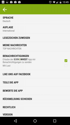 Über die Einstellungen änderst du die Sprache und fügst den News Lesezeichen hinzu.