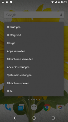 Du rufst im Menü deines Launchers (hier Apex) den Punkt Design auf.