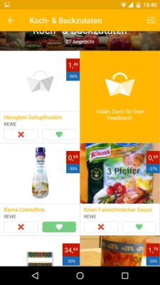 Du gibst der App Feedback über die Angebote.