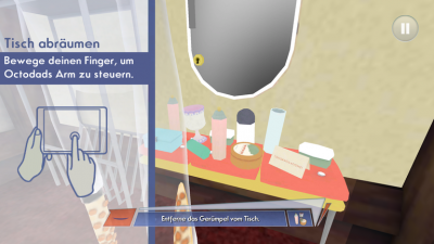 Mit verschiedenen Wischgesten steuerst du Octodad durch die Kirche.