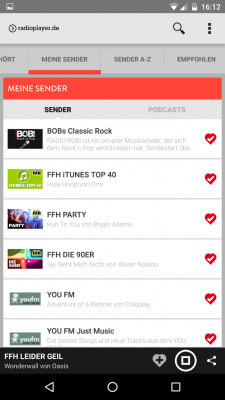 Alle von dir markierten Sender werden im Tab “Meine Sender” aufgelistet.