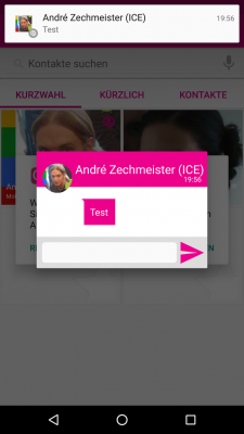 Kostenlose SMS erscheinen ebenfalls in rosa.