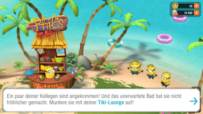 Die ersten drei Minions sind gestrandet. Phil muss sie aufmuntern.
