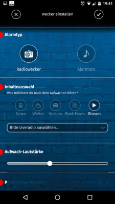 Du lässt dich mit dem Radiowecker oder dem Alarmton wecken.