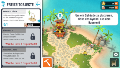Du platzierst die Freizeitobjekte auf deiner Insel.