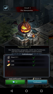 Du erhöhst das Level deines Stützpunktes.