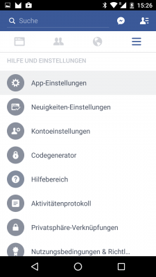 Hier brauchst du die App-Einstellungen...